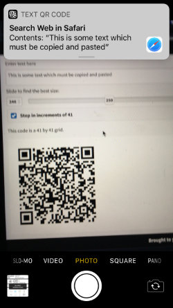 QR Code being detected by iOS camera
